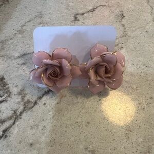Elegant Pink Rose Earrings